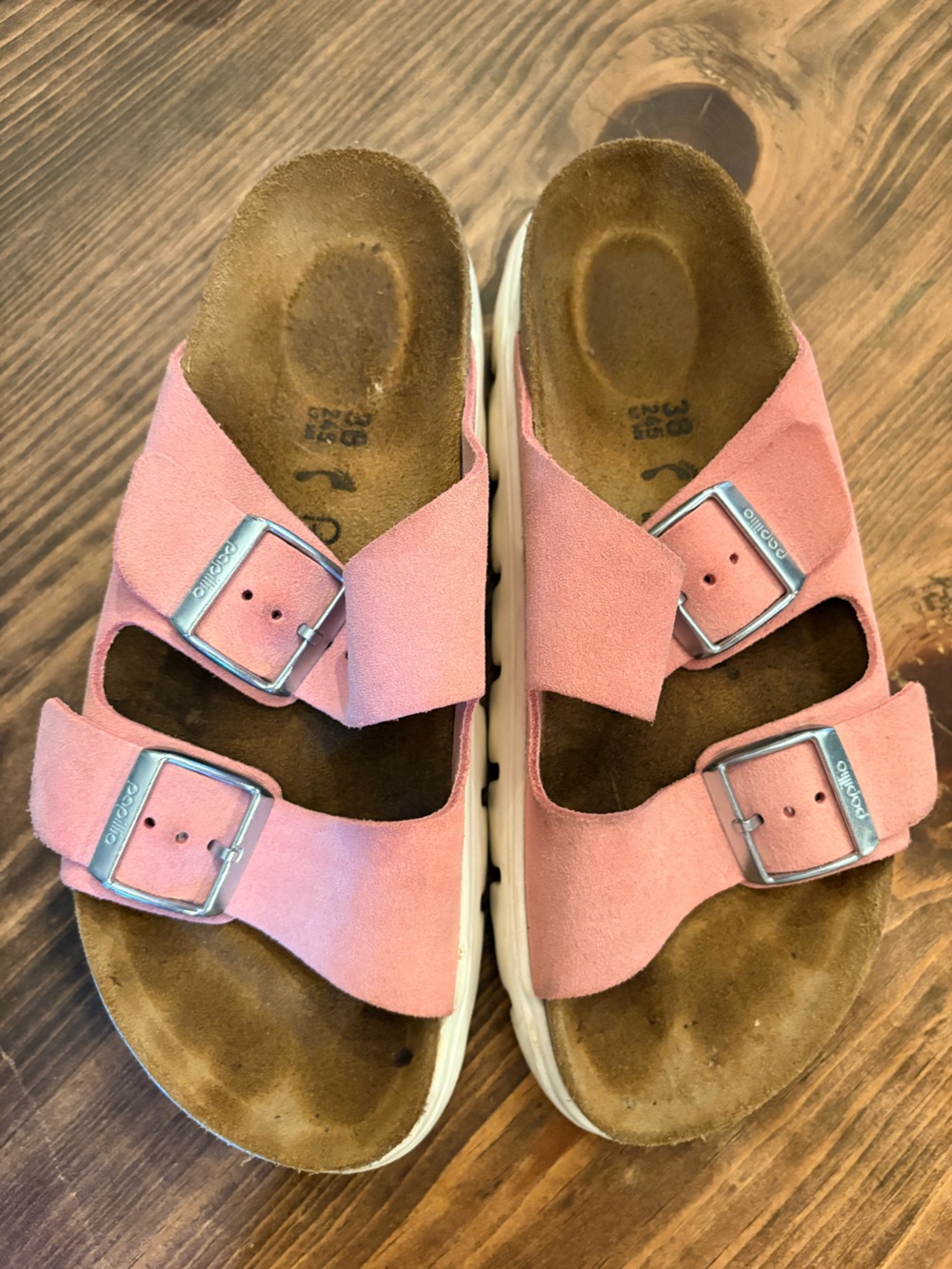 Arizona Chunky Papillo Suede Sandals in Candy Pink - Picture 2 of 5